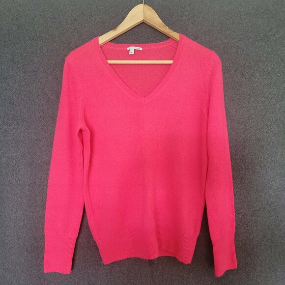 Nordstrom Halogen Size M 2-Ply 100% Cashmere Hot Pink Pullover Sweater - Picture 1 of 11